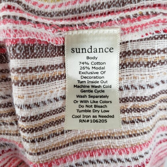 Sundance Bakari Pants Pink Brown Stripe Cuffed Relaxed Caravan Boho Size Large - Picture 8 of 9